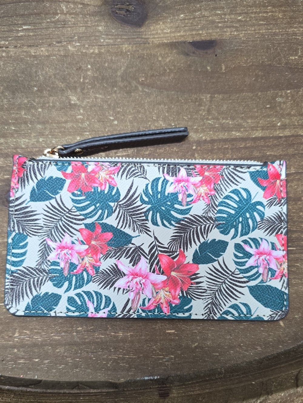 Floral Tropical Wristlet Clutch - Pink & Teal - 6.5" X 3.5"